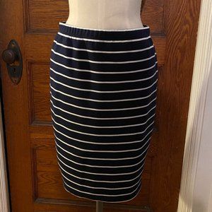 New With Tags Max Studio Size Small Navy White Striped Skirt